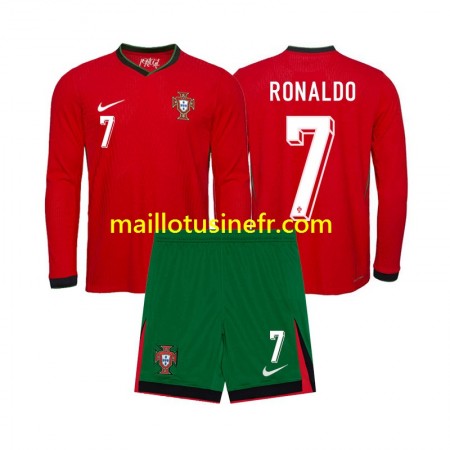 Maillot de Foot Portugal Ronaldo 7 Domicile UEFA EURO 2024 Manches Longues - Enfant